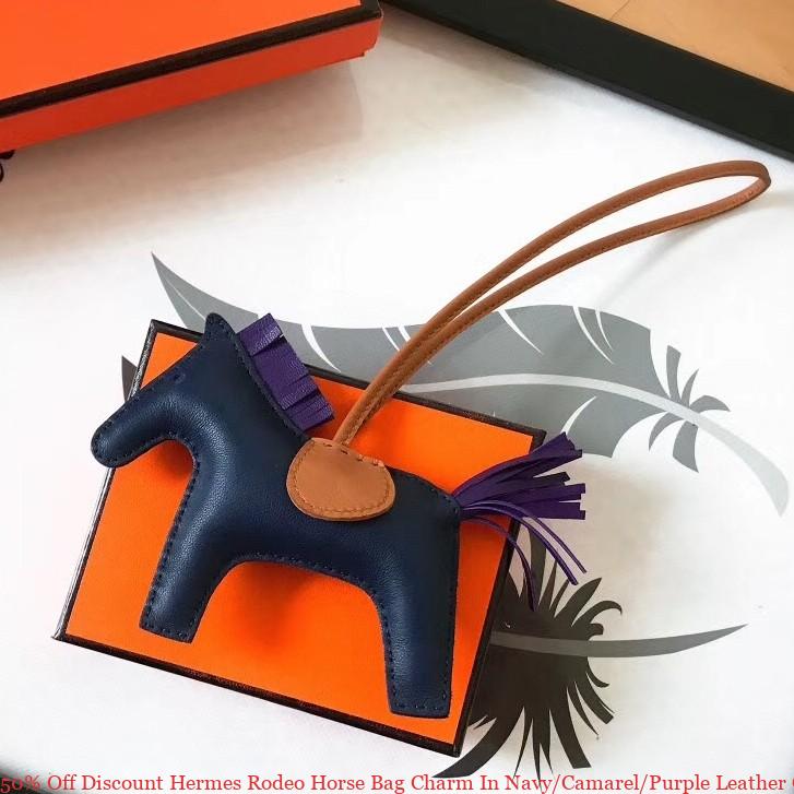 50% Off Discount Hermes Rodeo Horse Bag Charm In Navy/Camarel/Purple Leather Charlotte, NC ...